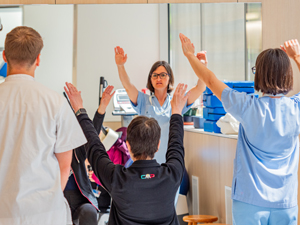 Fent exercicis a l'hospital